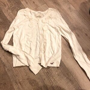 White button down sweater